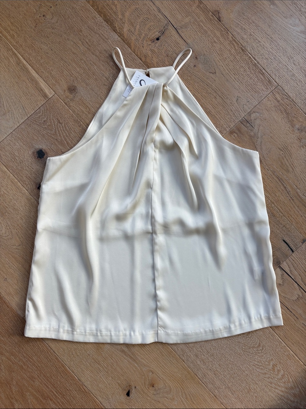 James Satin Pleated Front Halter Top Sz M